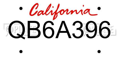 QB6A396 California License Plate