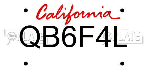 QB6F4L California License Plate