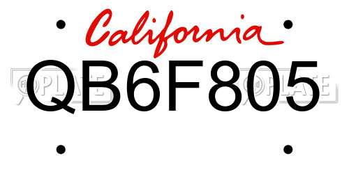 QB6F805 California License Plate