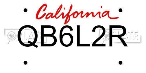 QB6L2R California License Plate