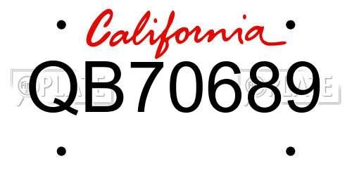 QB70689 California License Plate