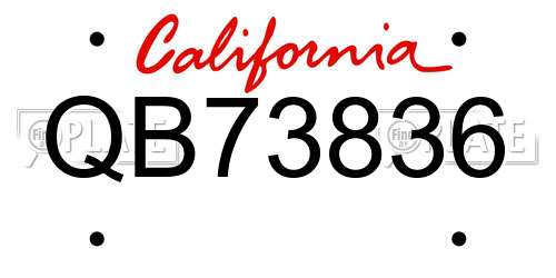 QB73836 California License Plate