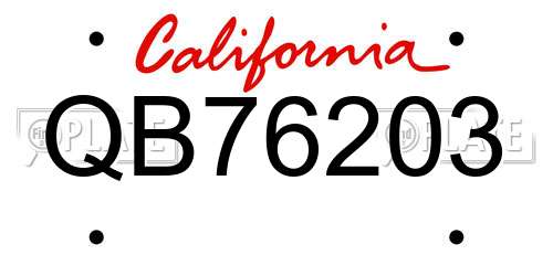 QB76203 California License Plate