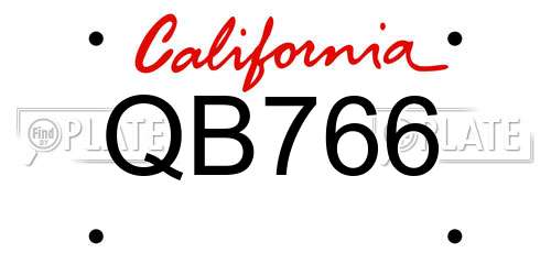 QB766 California License Plate