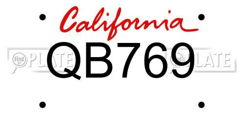 QB769 California License Plate