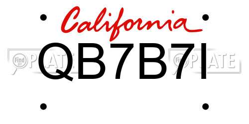 QB7B7I California License Plate
