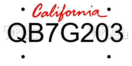 QB7G203 California License Plate