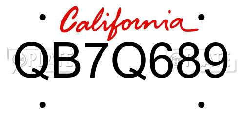 QB7Q689 California License Plate