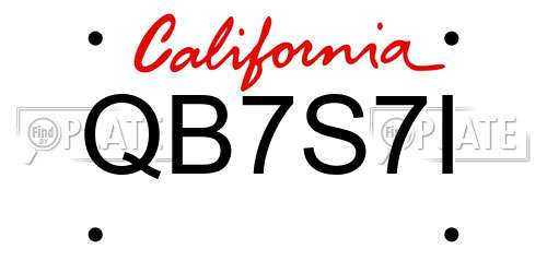 QB7S7I California License Plate