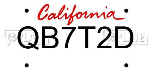 QB7T2D California License Plate