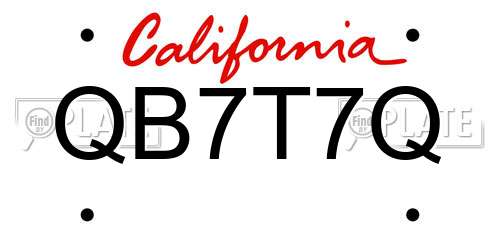 QB7T7Q California License Plate