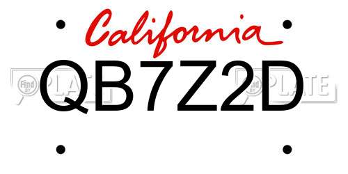 QB7Z2D California License Plate