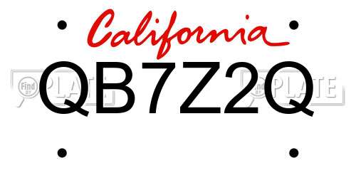QB7Z2Q California License Plate