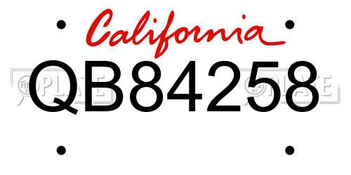 QB84258 California License Plate