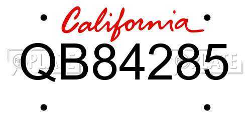 QB84285 California License Plate