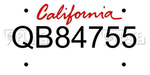 QB84755 California License Plate