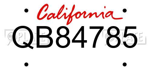 QB84785 California License Plate