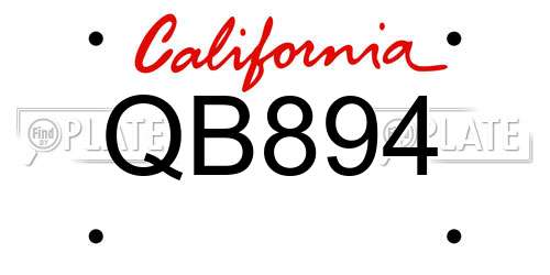 QB894 California License Plate