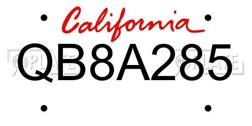 QB8A285 California License Plate