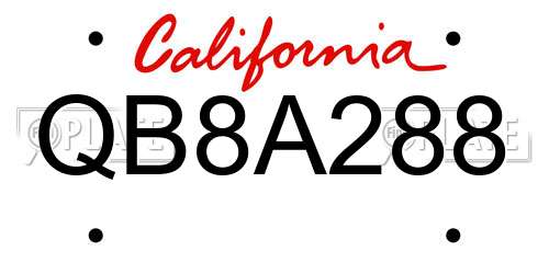 QB8A288 California License Plate