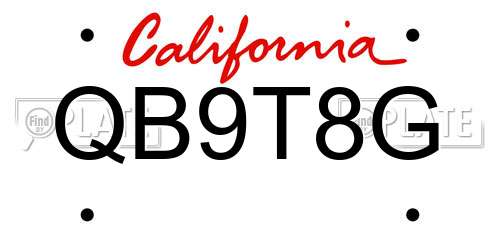 QB9T8G California License Plate