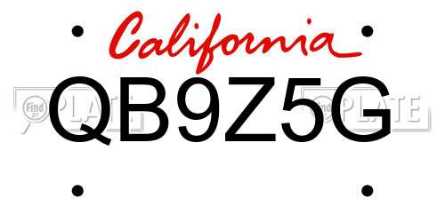 QB9Z5G California License Plate