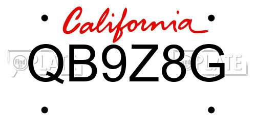 QB9Z8G California License Plate