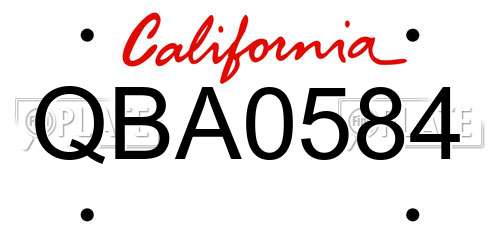 QBA0584 California License Plate