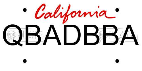 QBADBBA California License Plate