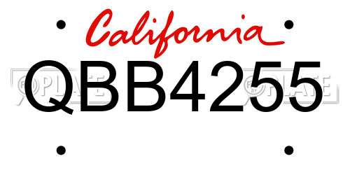 QBB4255 California License Plate