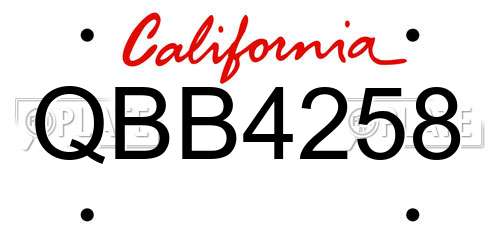 QBB4258 California License Plate