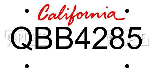 QBB4285 California License Plate