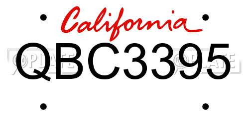 QBC3395 California License Plate