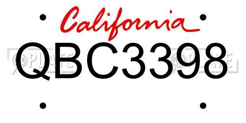 QBC3398 California License Plate