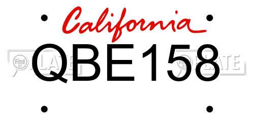 QBE158 California License Plate