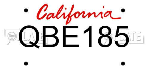 QBE185 California License Plate