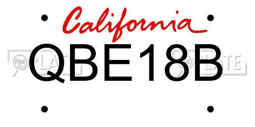 QBE18B California License Plate