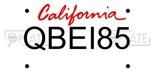 QBEI85 California License Plate