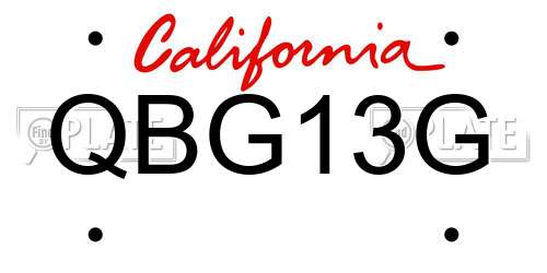 QBG13G California License Plate