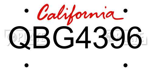 QBG4396 California License Plate