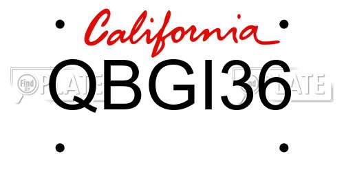 QBGI36 California License Plate