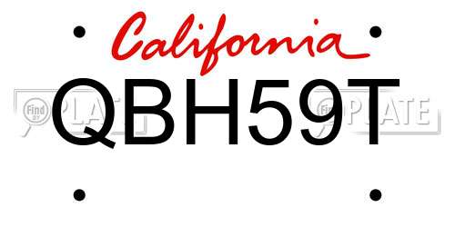 QBH59T California License Plate