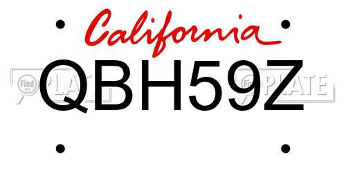 QBH59Z California License Plate