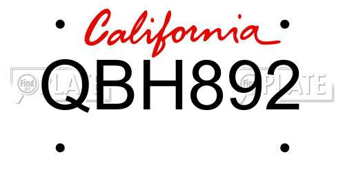 QBH892 California License Plate