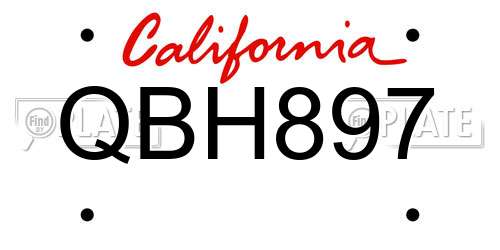 QBH897 California License Plate