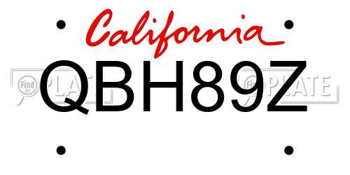 QBH89Z California License Plate