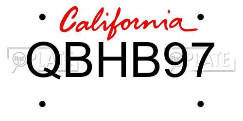 QBHB97 California License Plate