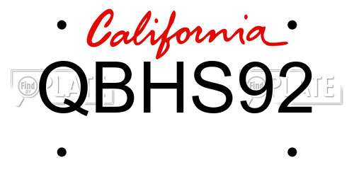 QBHS92 California License Plate