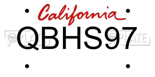 QBHS97 California License Plate