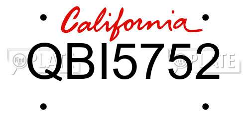 QBI5752 California License Plate